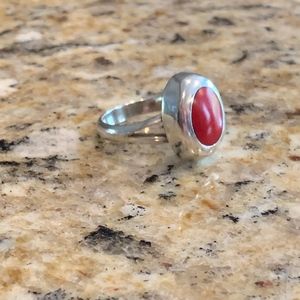 925 Silver and Red Turquoise Ring
